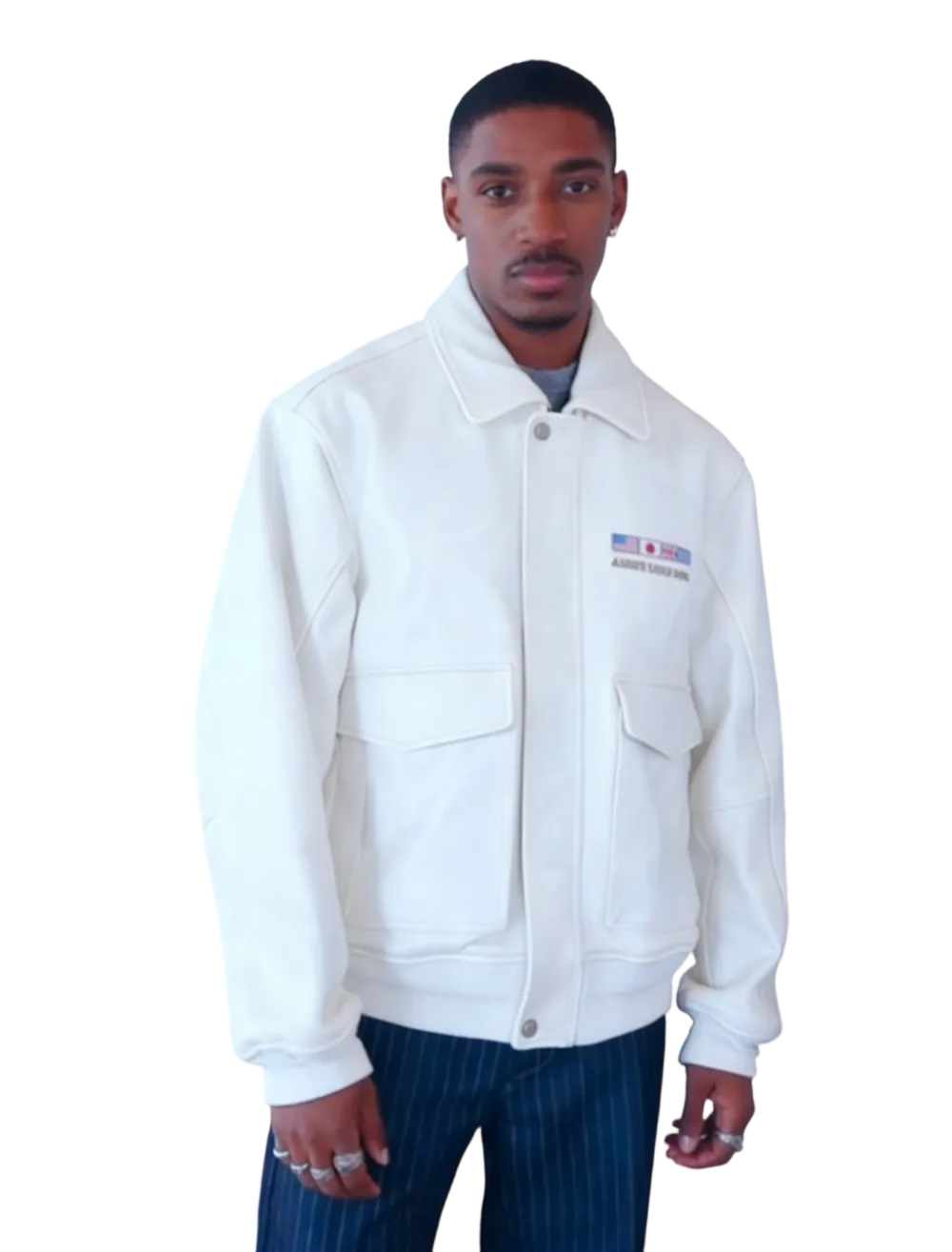 Men's solid color sporty windproof leather jacket