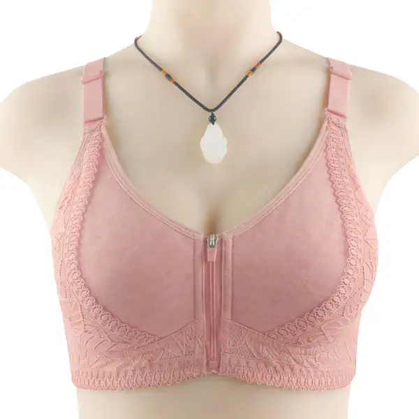 Front Closure Zipper Lift Wireless Bra