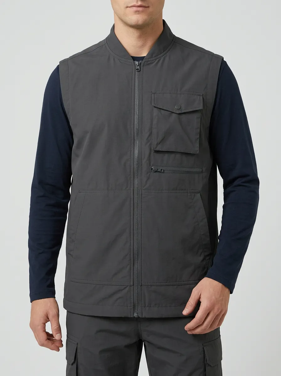 Sleeveless Tactical-Inspired Jacket for Men