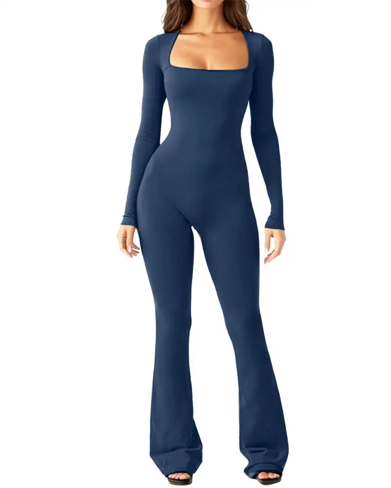 Flared Long Sleeve Jumpsuit