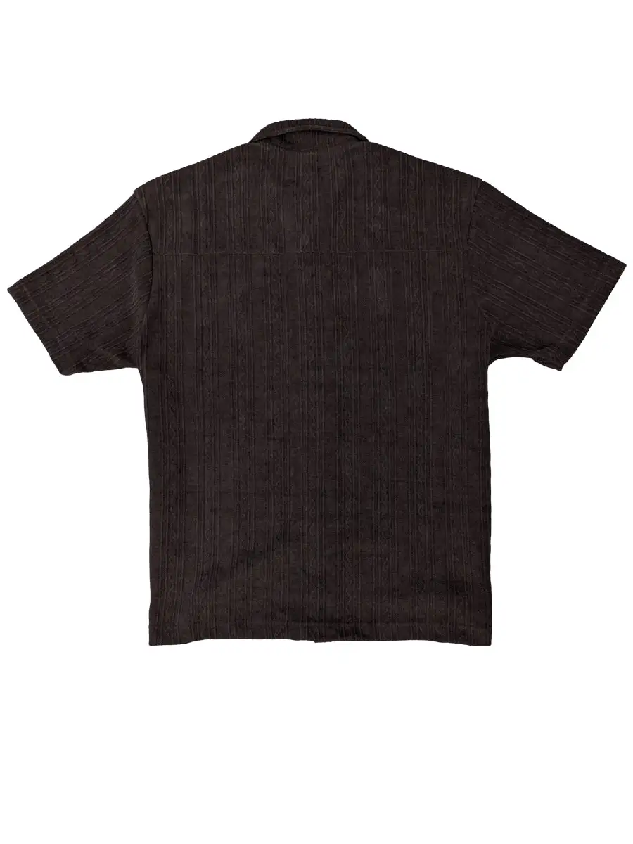 Velour Knit Open Collar Shirt
