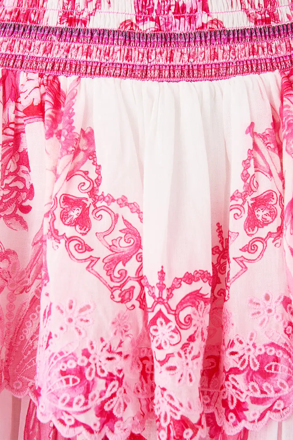 Printed Shirred Waist Mini Dress
