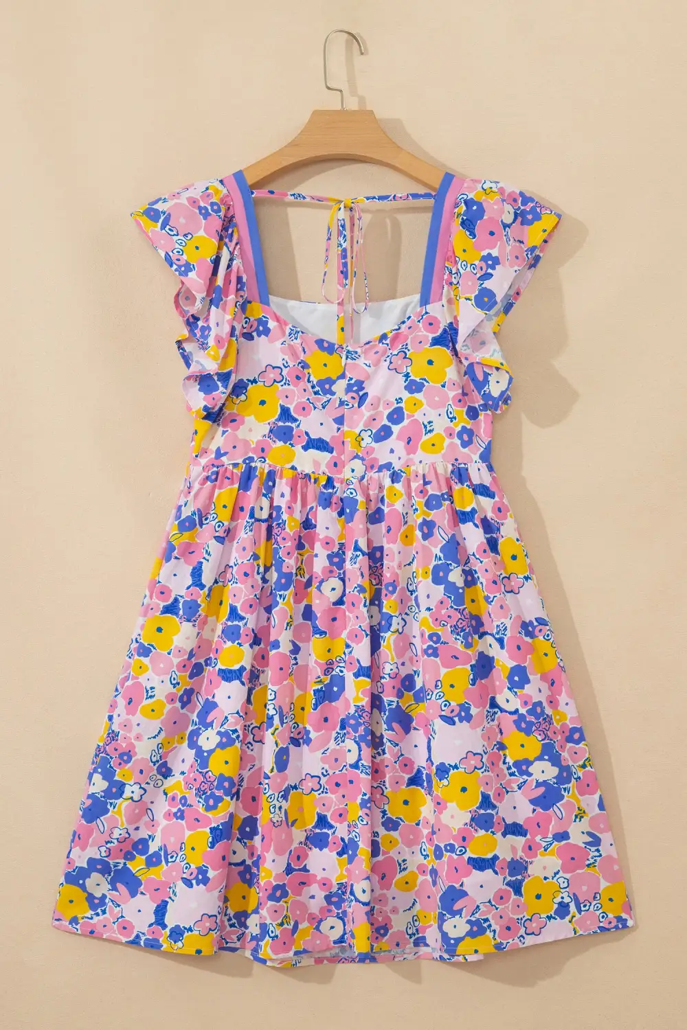 Floral Striped Square Neck Mini Dress
