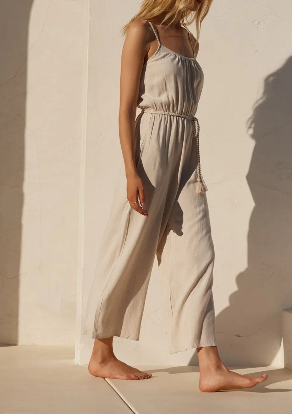 Tied Spaghetti Strap Wide Leg Jumpsuit
