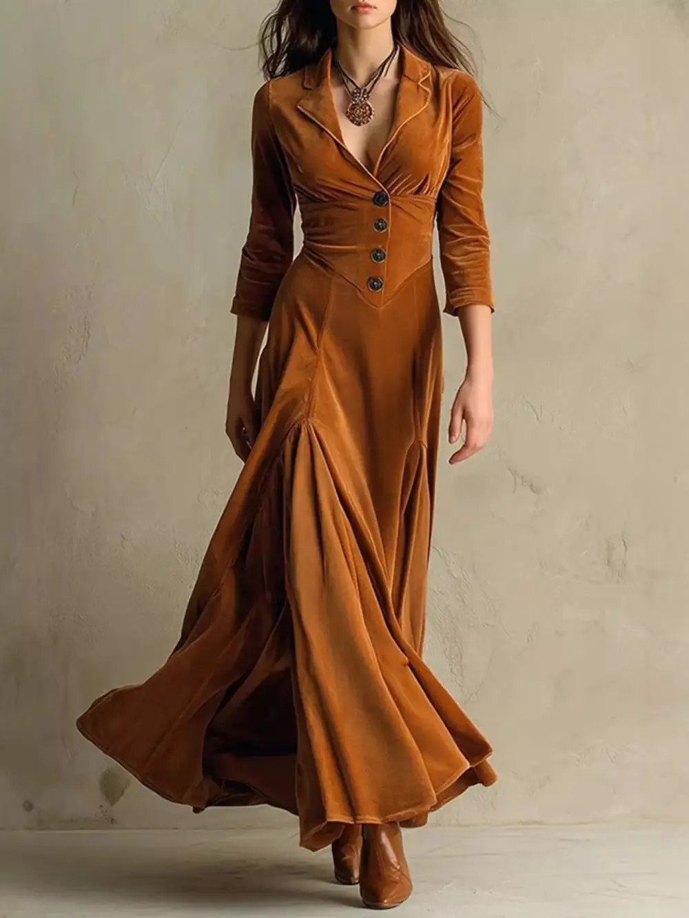 Wearable Cut Velvet Button Front Maxi Dress