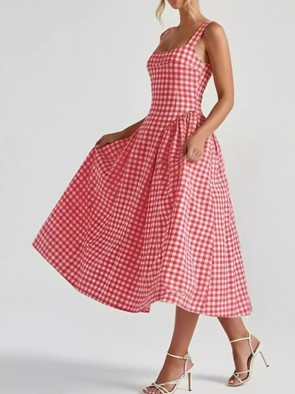 Full Size Square Neckline Midi Dress Plus Size