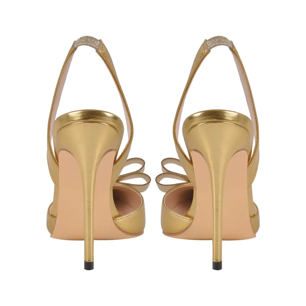 Modern Bow Accent Pointed Toe Stiletto Slingback Pumps