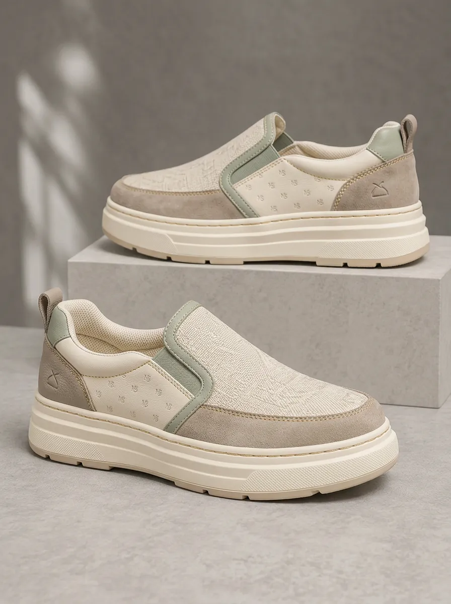 Men's Casual Minimalist Monogram Patterned Slip-on Skate Shoes