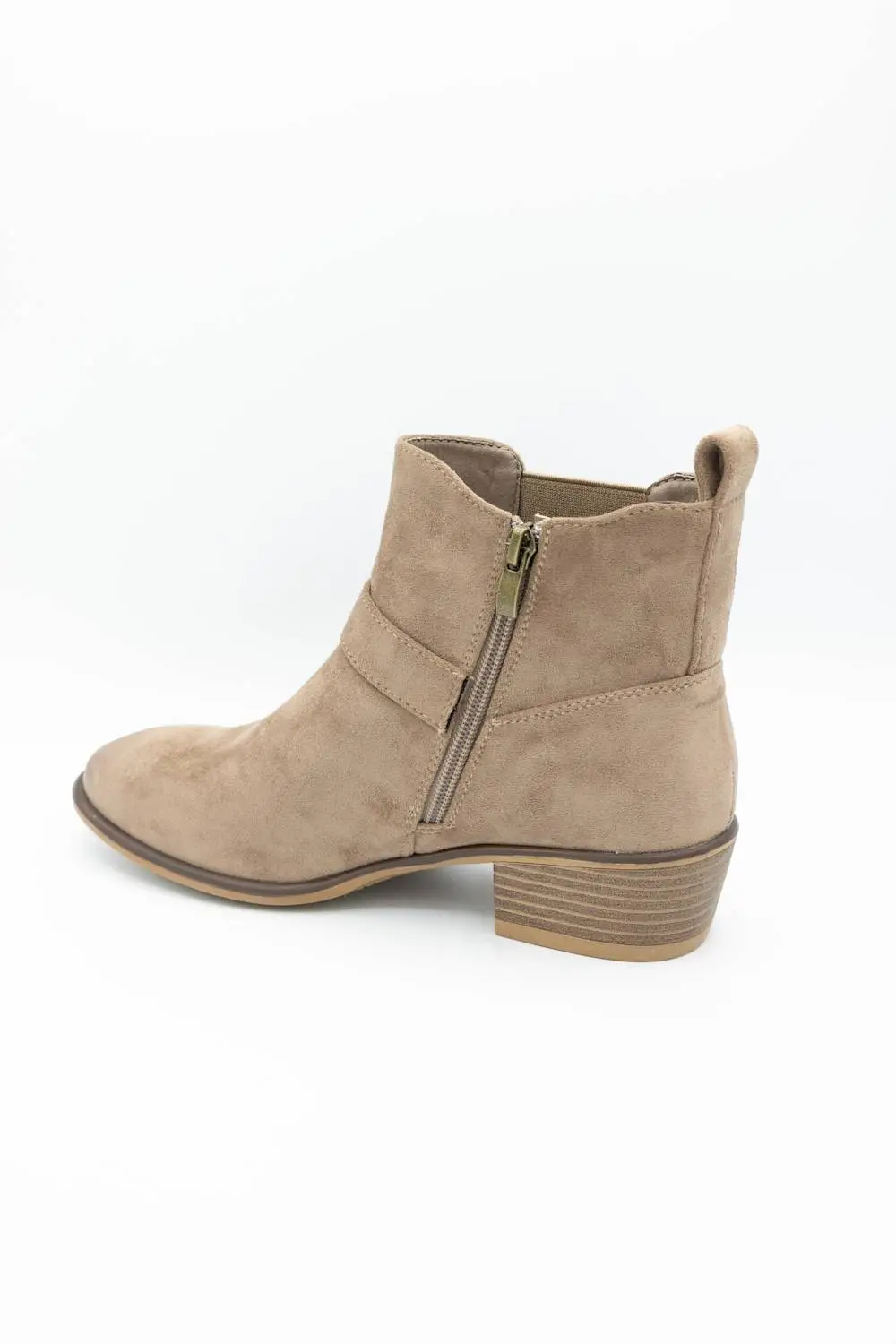 Classic Buckle Detail Zip Entry Pointed Toe Ankle Bootie