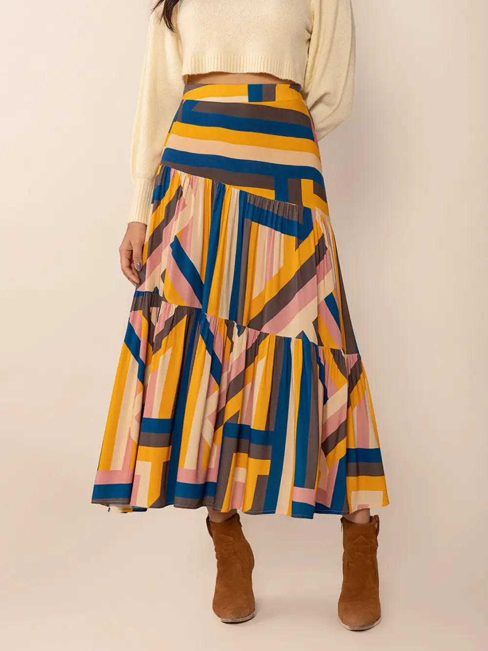 Calm Ruched Elastic Skirt