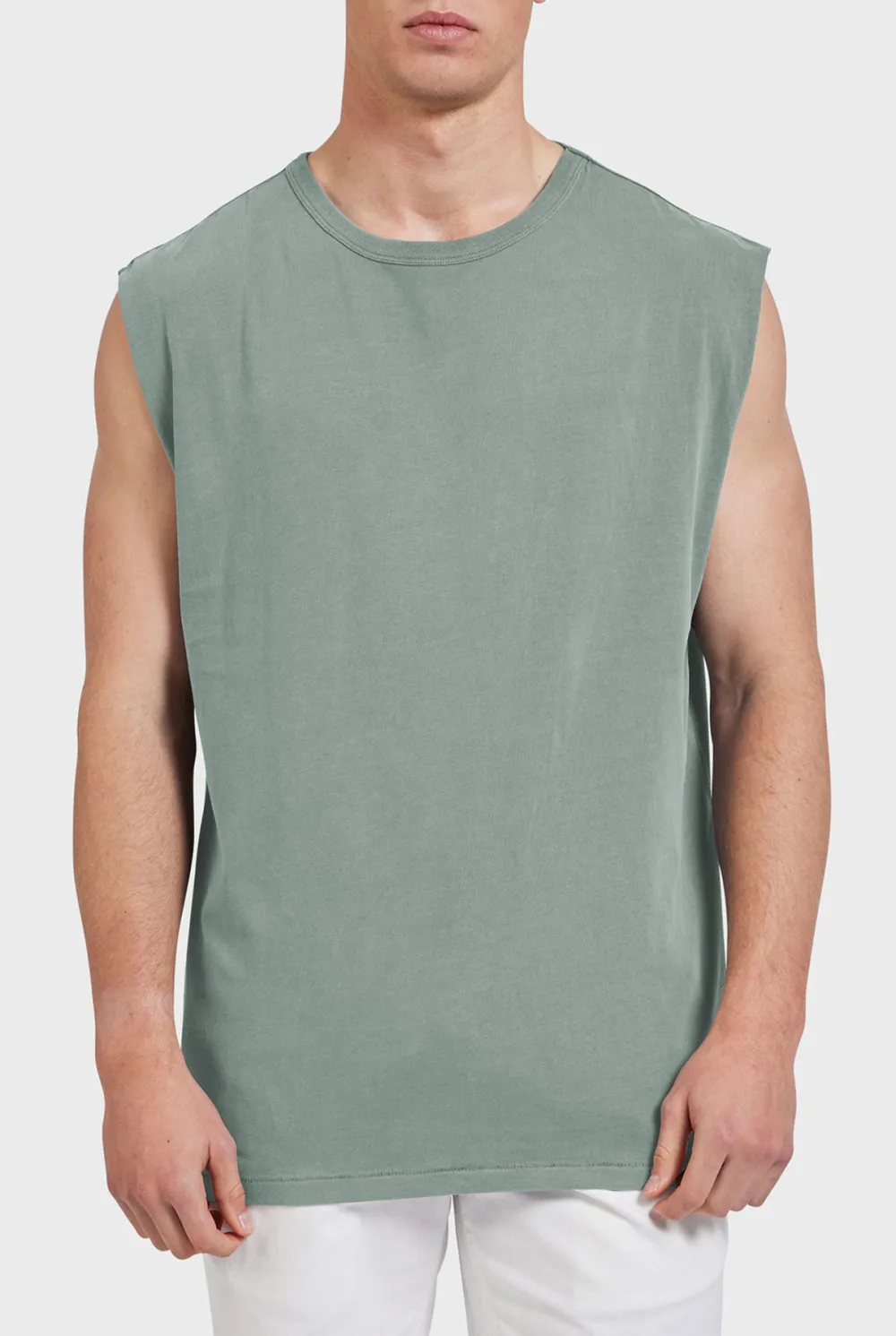 Sleeveless Crew Neck Cotton Tee