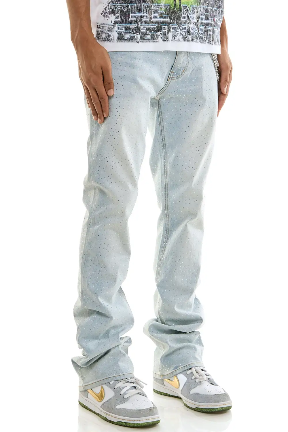 Men's Embellished Flare Skinny Jeans