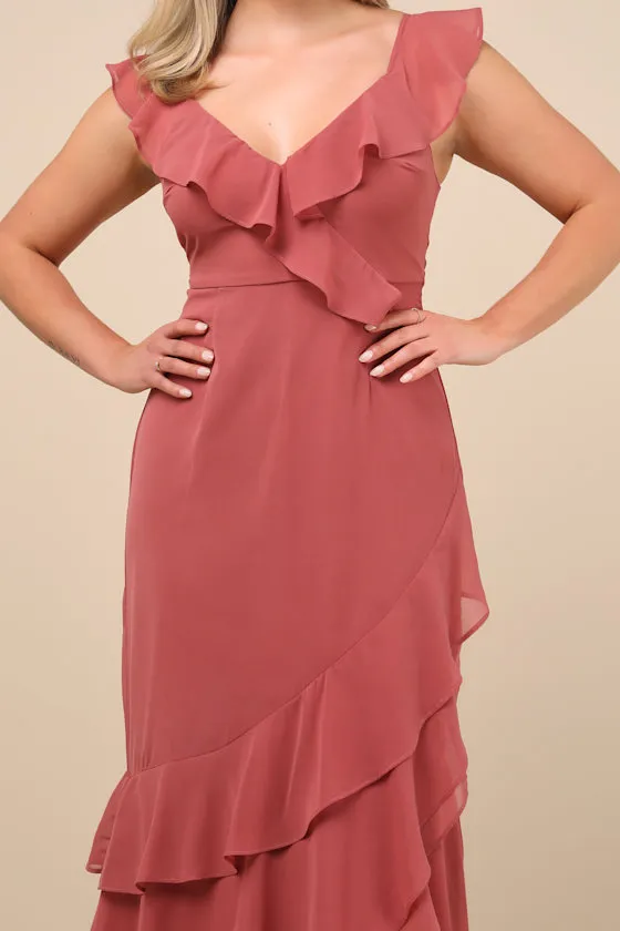 Charming Event Light Blue Asymmetrical Ruffled Maxi Dress