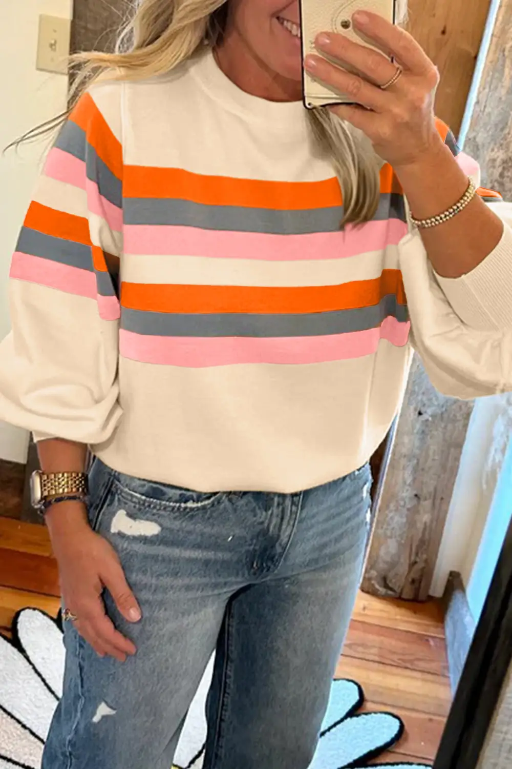 Striped Pullover Sweatshirt