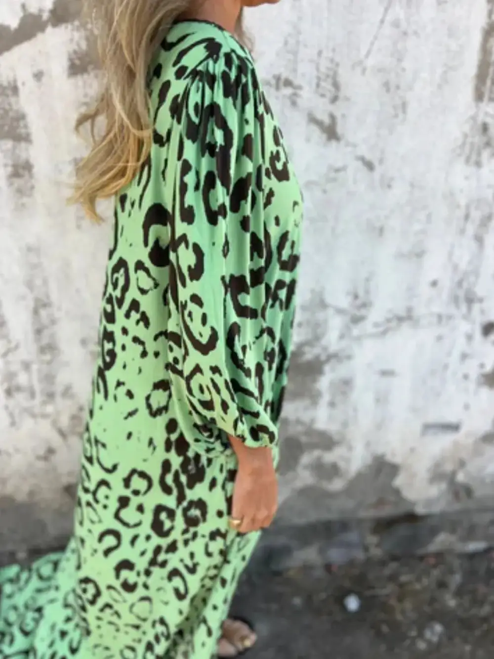 V-Neck Printed Midi Dress