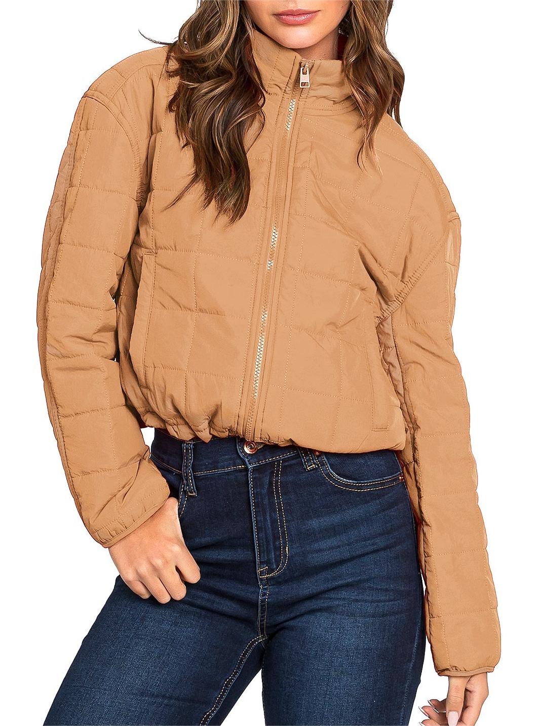 Bright Orange Puffer Crop Jacket
