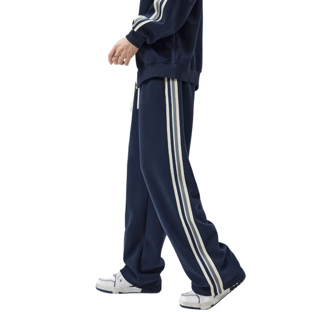 Wide Leg Track Style Men's Casual Pants