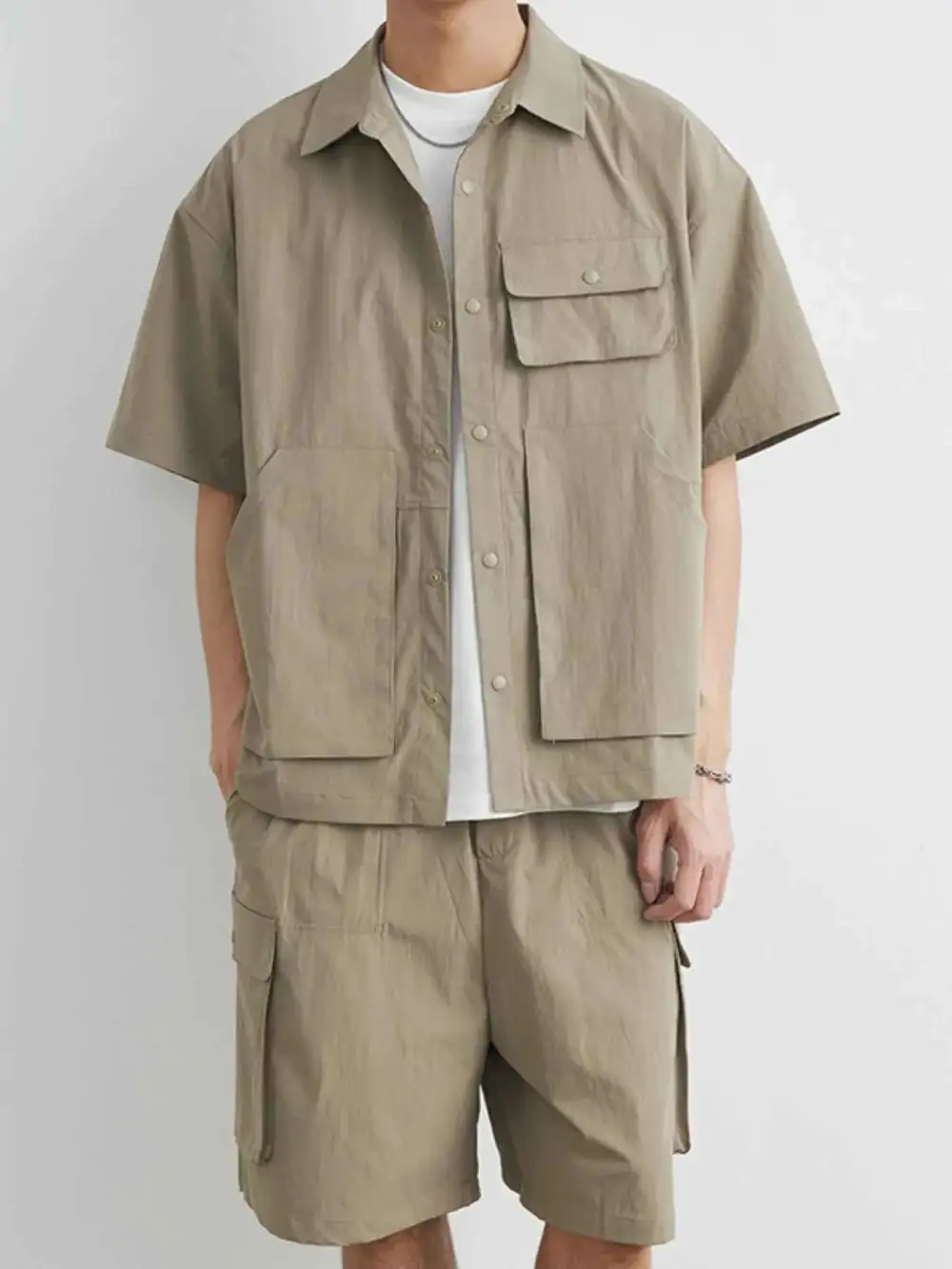 Relaxed Button Up Short Sleeve Shirt and Shorts Set
