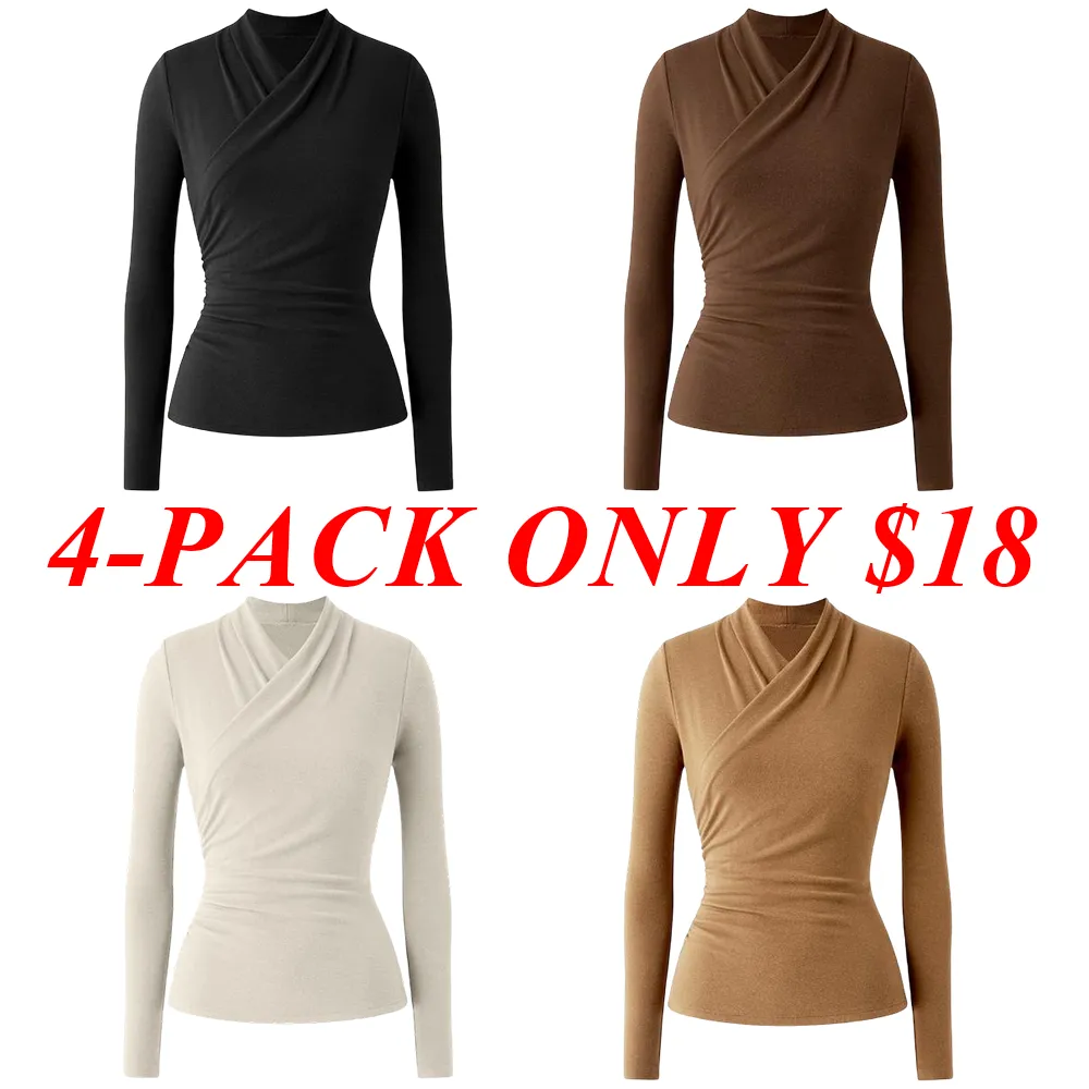 Chic Surplice Long Sleeve Top – Casual & Elegant Shirt