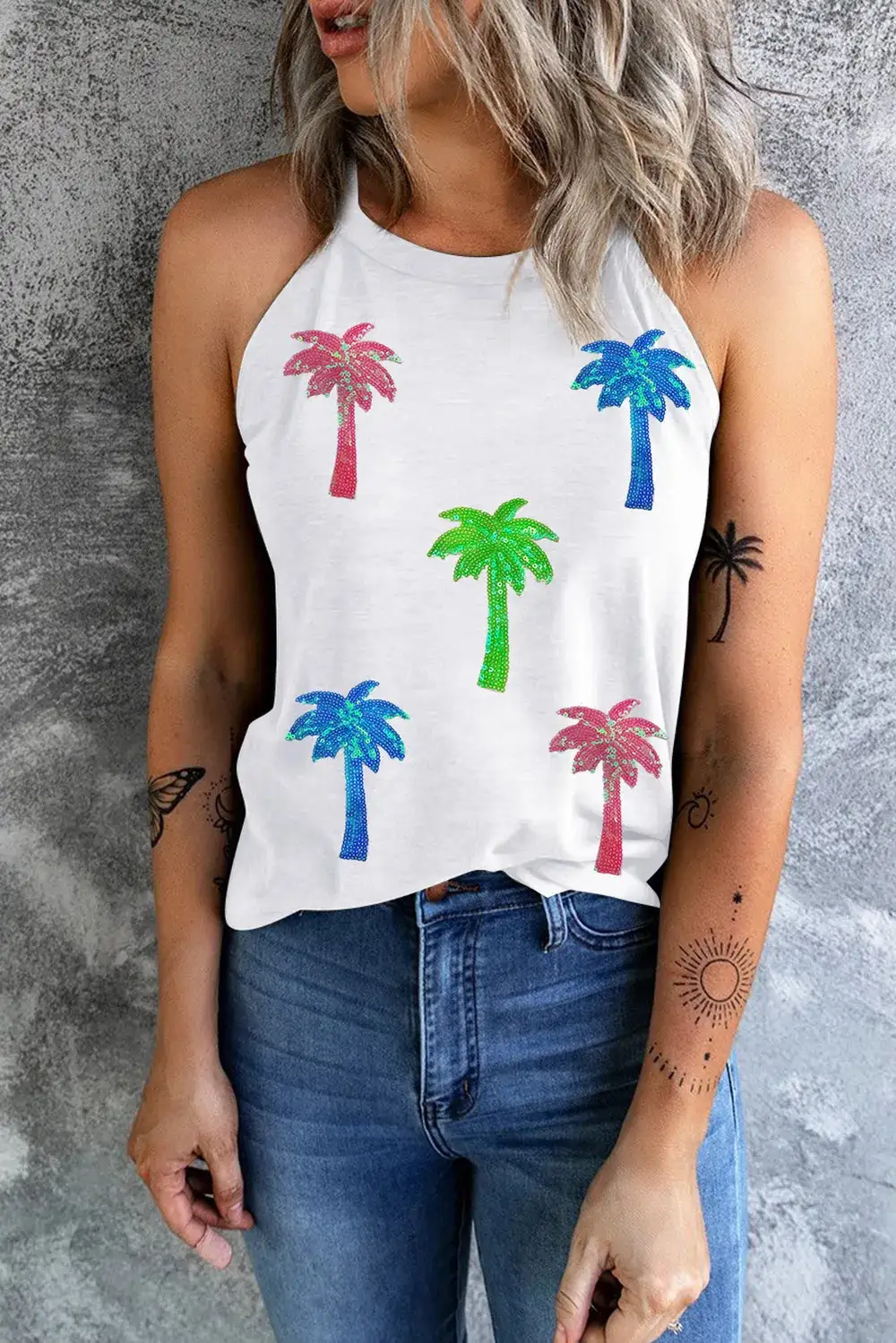 Relaxed Round Neck Cutout Tank Top