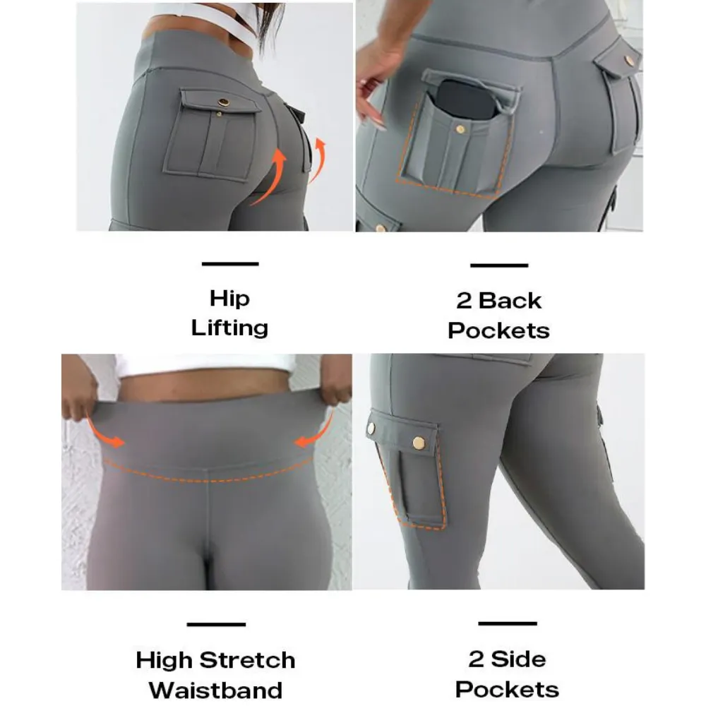 Women‘s Butt Lifting Leggings with Flap Pockets High Waist