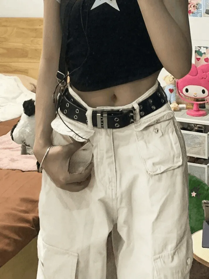 Patch Pocket Straight Cargo Jeans