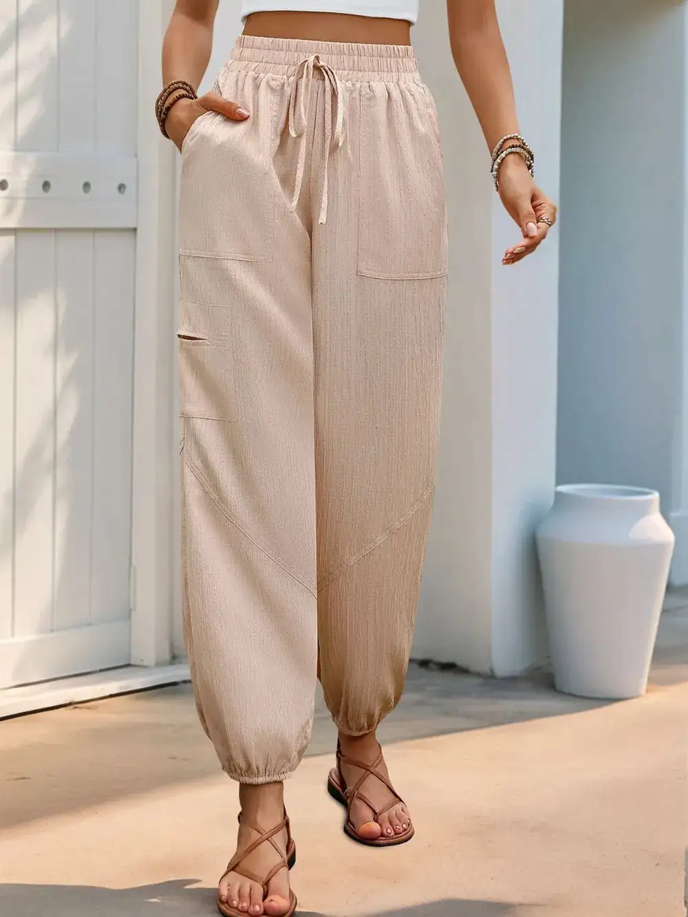 Modern High Waist Pocket Detail Pants