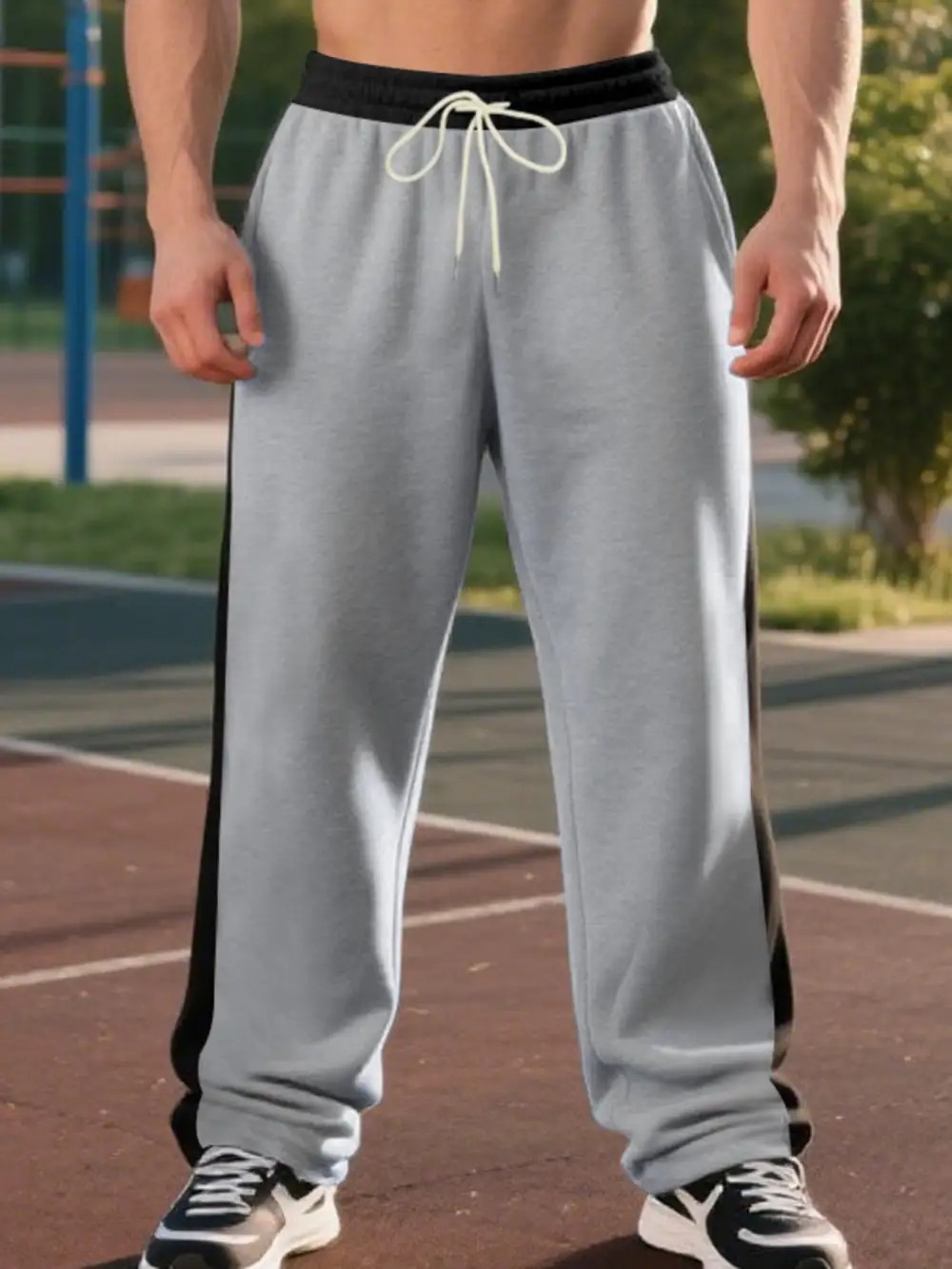 Men's Full Size Side Stripe Wide Leg Pants