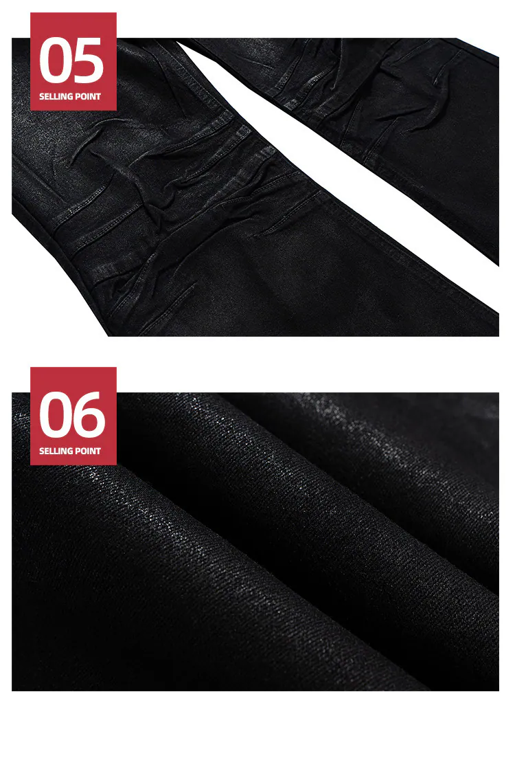 Vinyl Creased Flared Denim Jeans