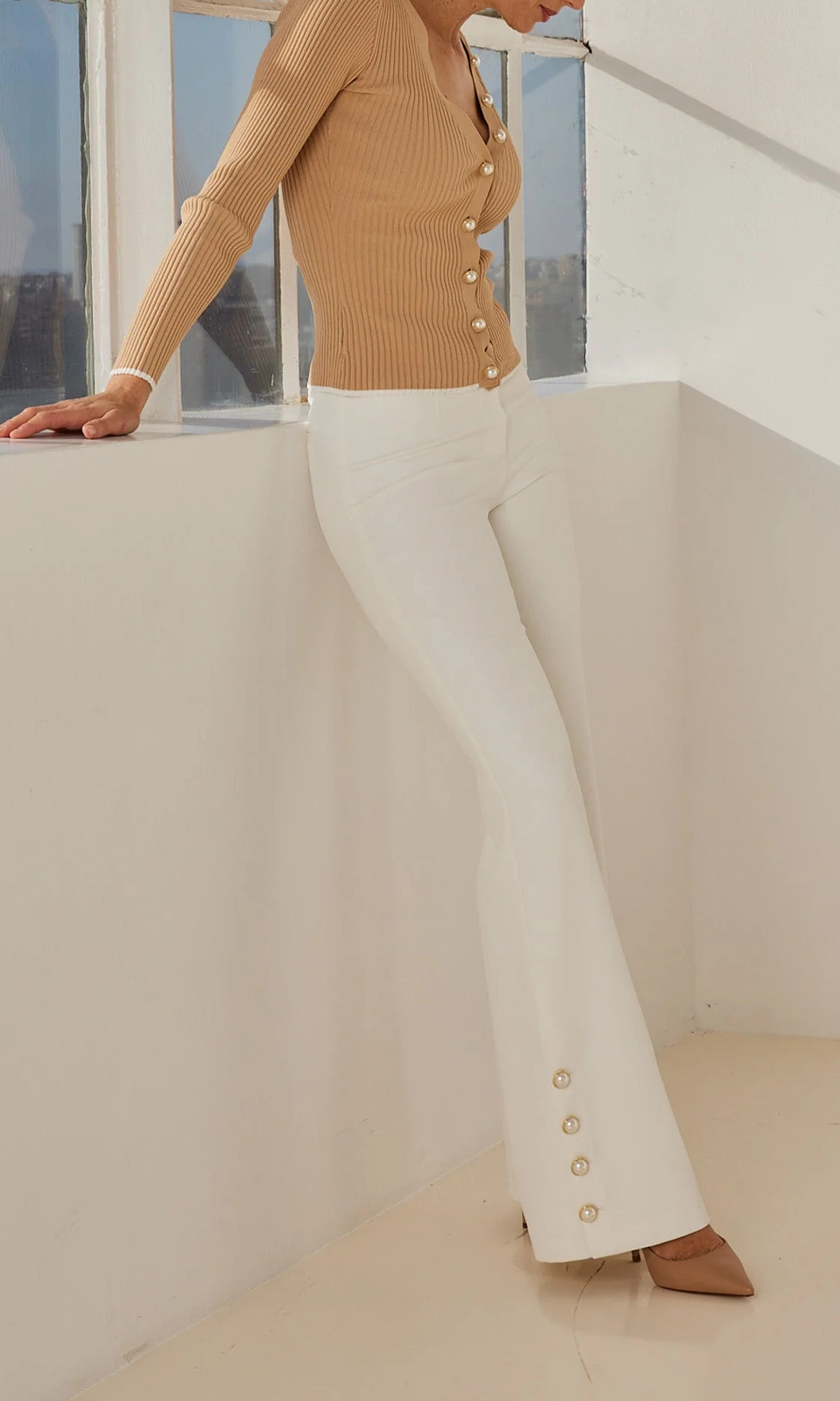 White Crepe Long Pants
