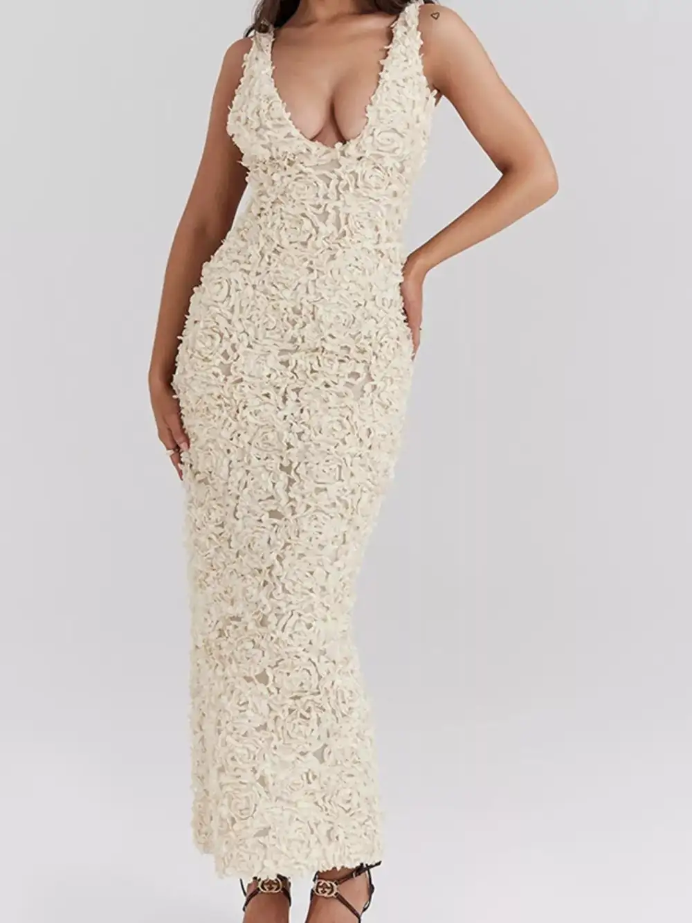 Floral V Neck Maxi Dress