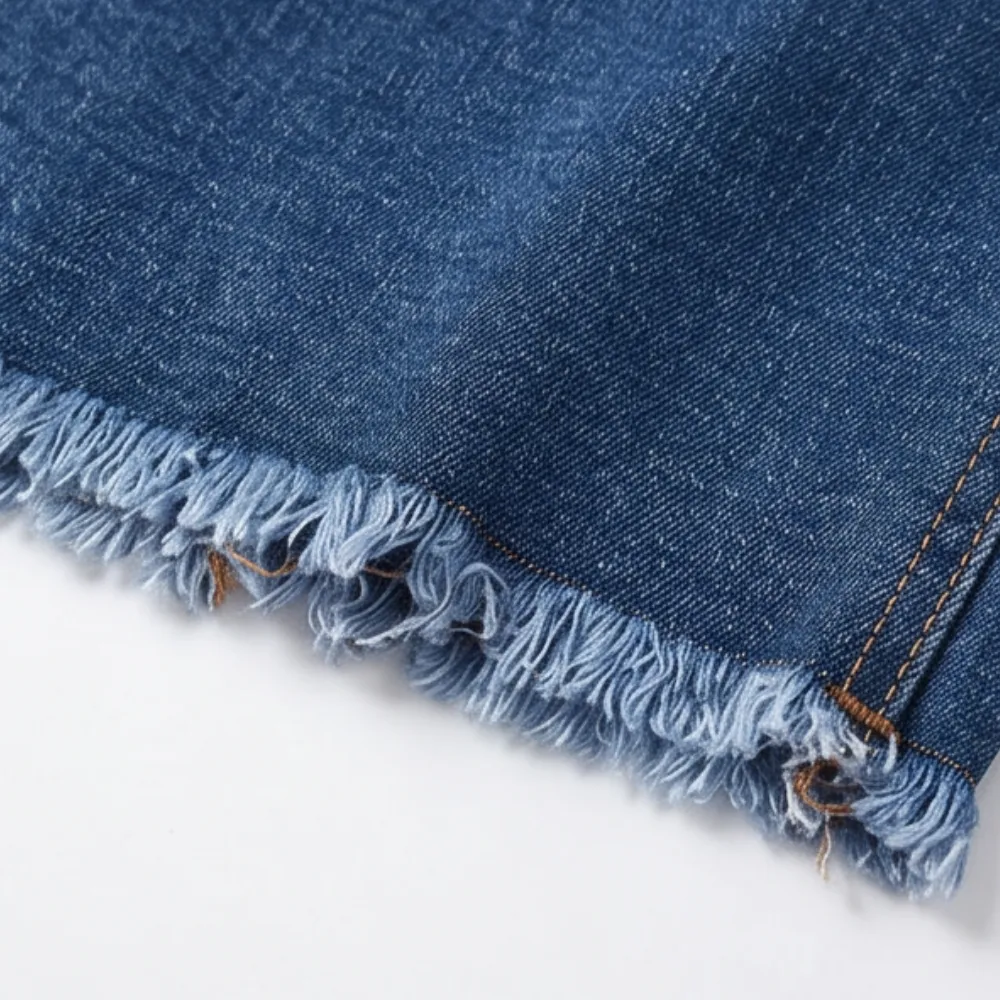 Frayed Hem Denim Skirt Jeans