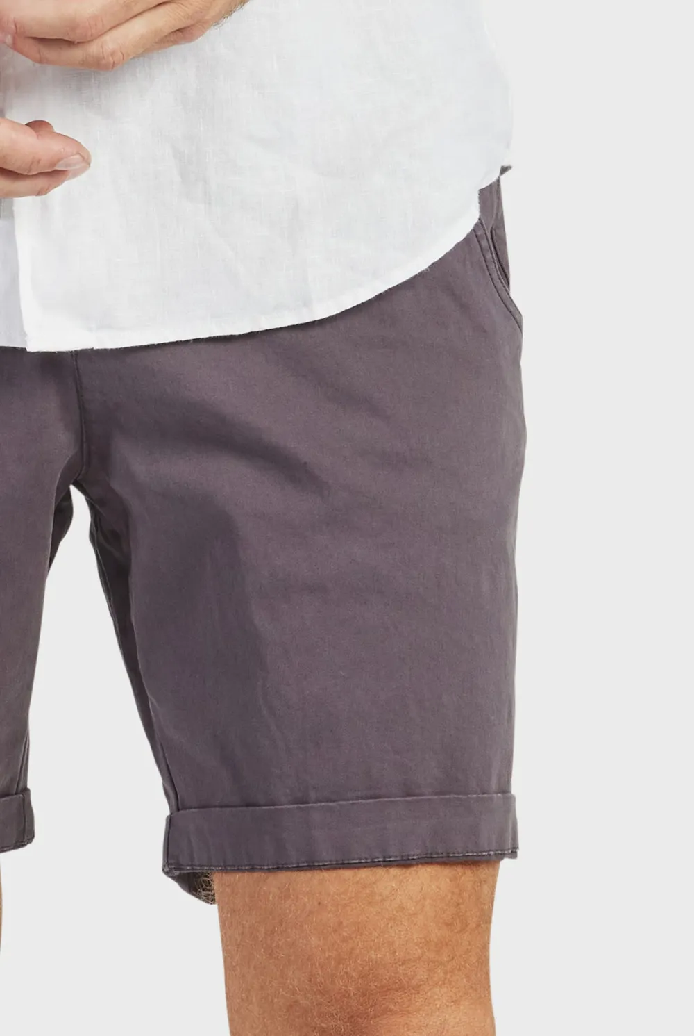Charcoal Cotton Tailored Shorts