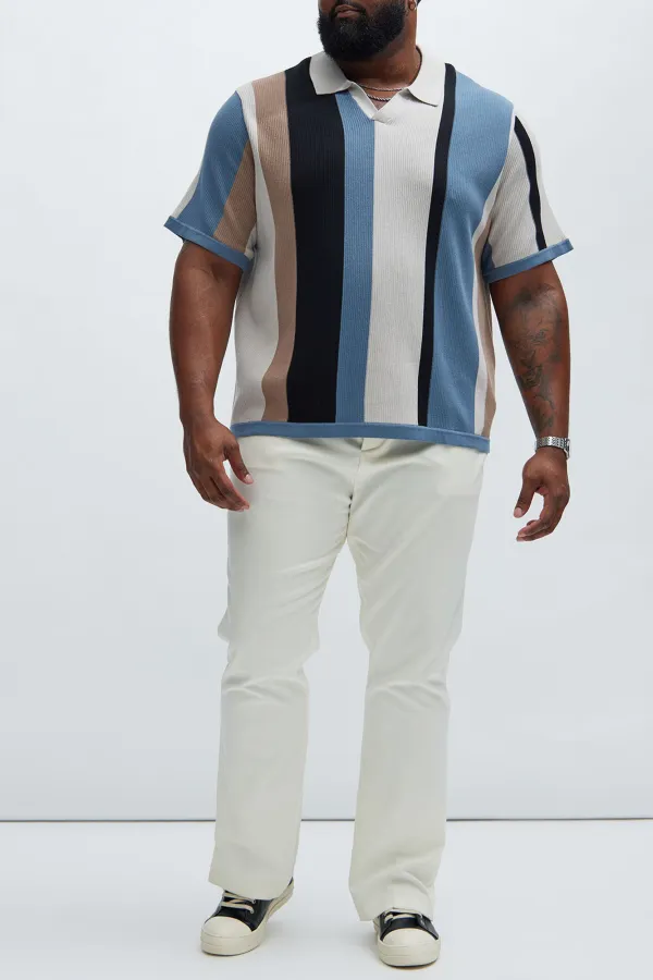 Striped Knit Short Sleeve Polo