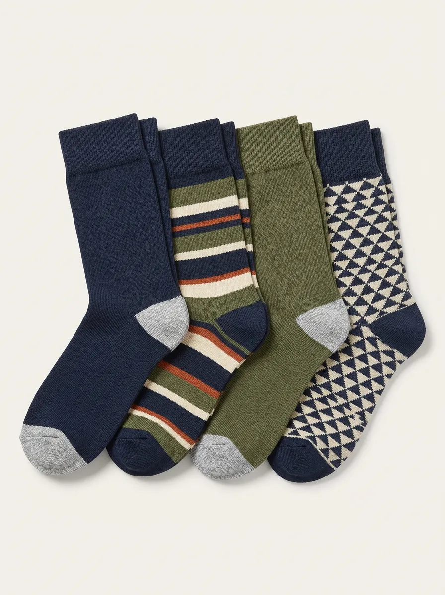 Versatile Geometric Striped Style Men's Four Pair Socks