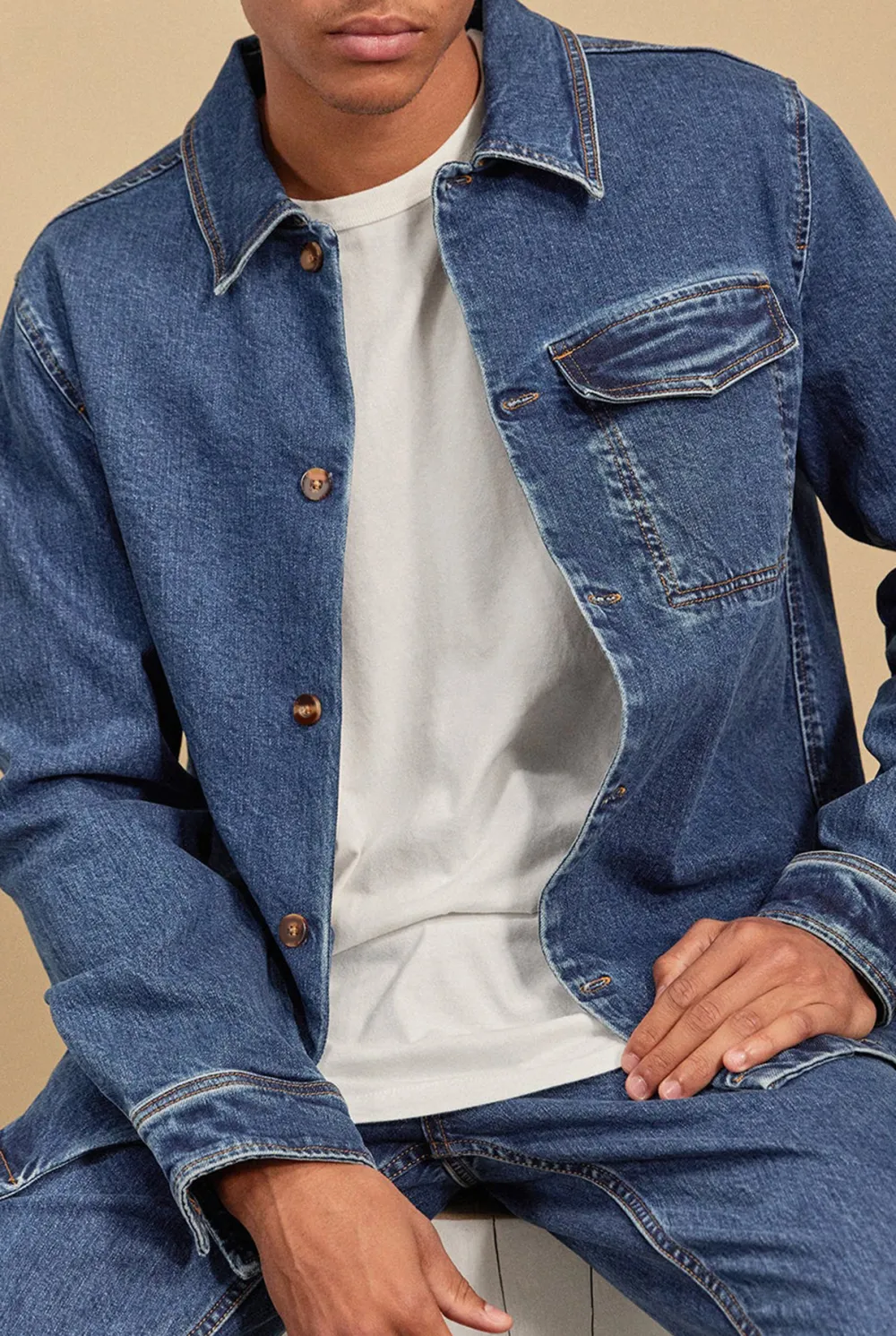 Light Blue Denim Button Down Overshirt