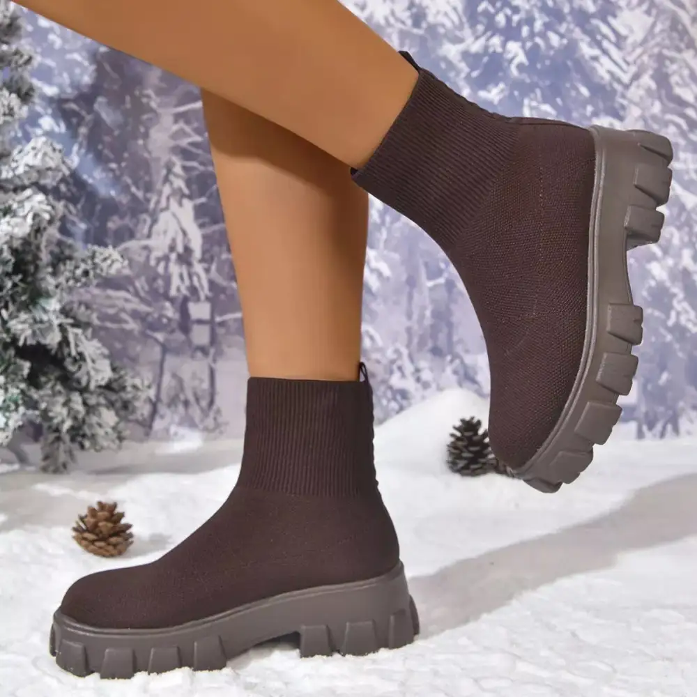 Round Toe Block Heels Boots