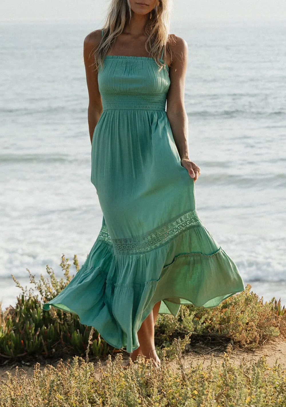 Ruffle Cutout Back Maxi Dress