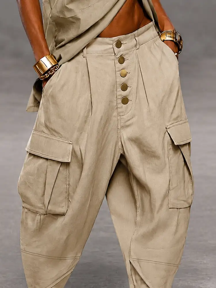 Casual Drop Crotch Cargo Harem Pants