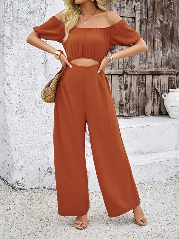 Clean Short Sleeved Wide Leg Jumpsuit Shorts
