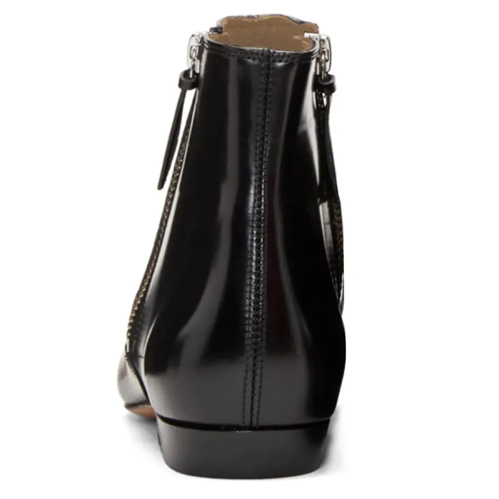 Refined Faux-Leather Zip-Up Pointed-Toe Platform Ankle Boots