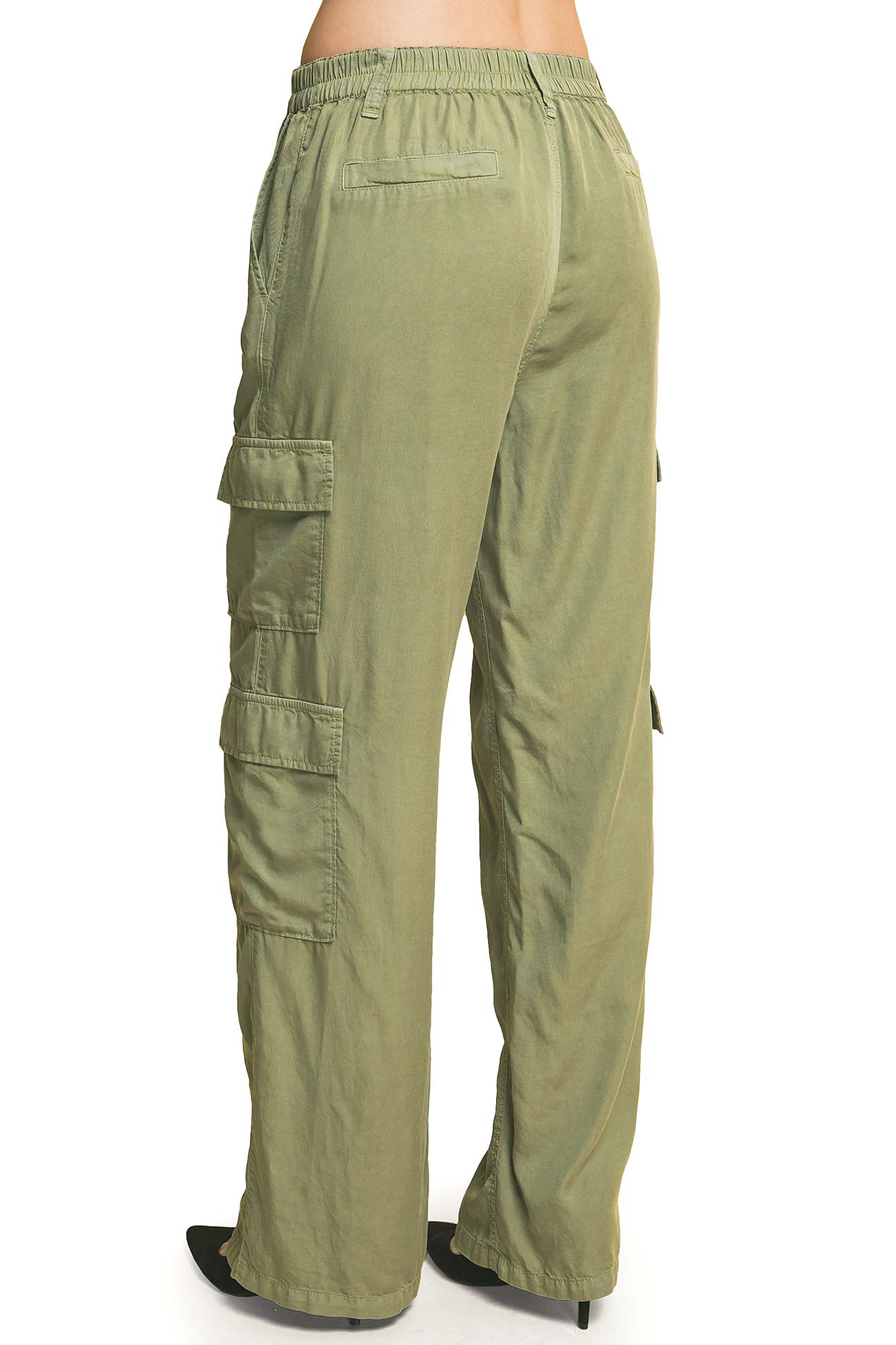 Light Olive Green Cargo Wide - Leg Pants