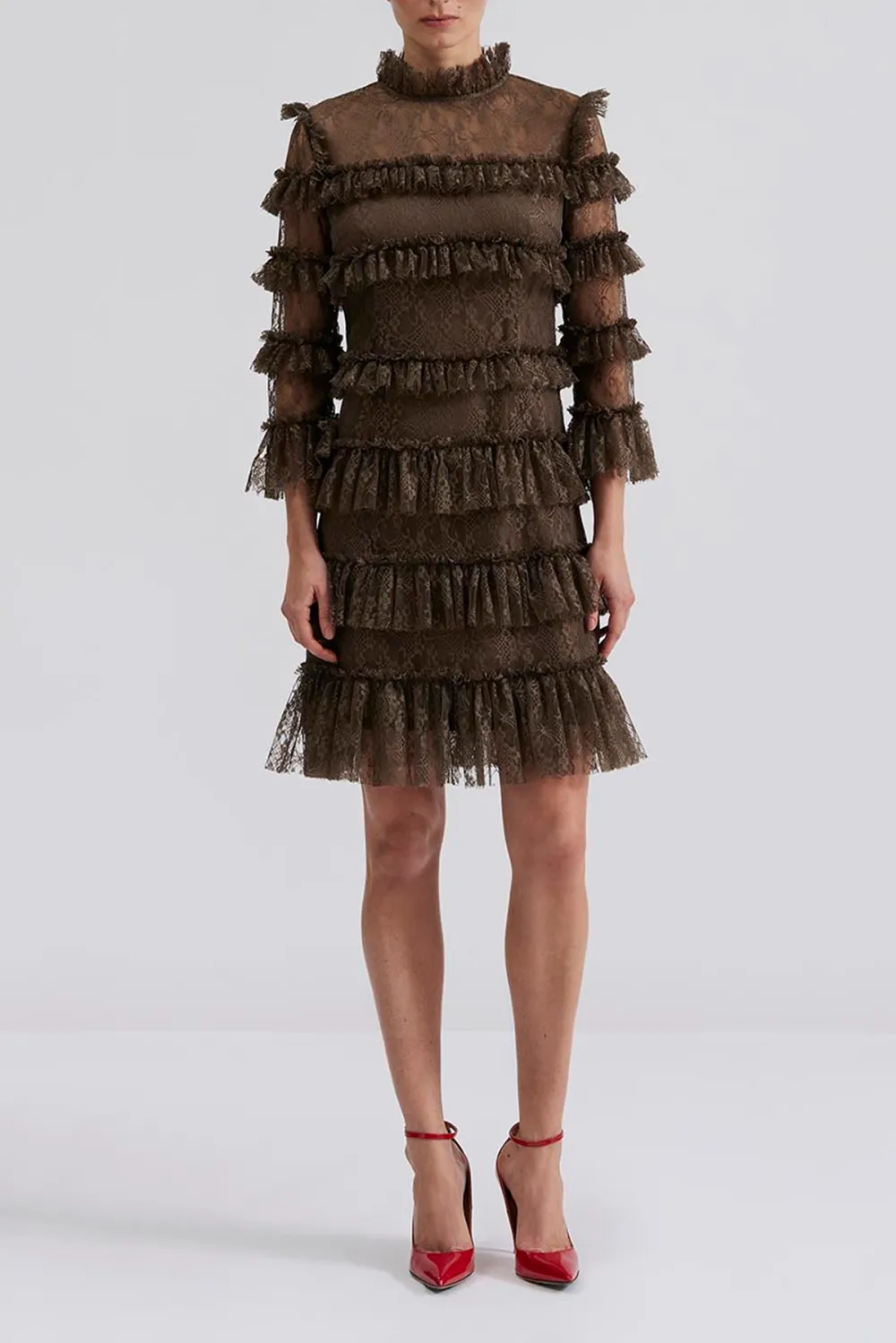 Tiered Fringe Lace Mini Dress