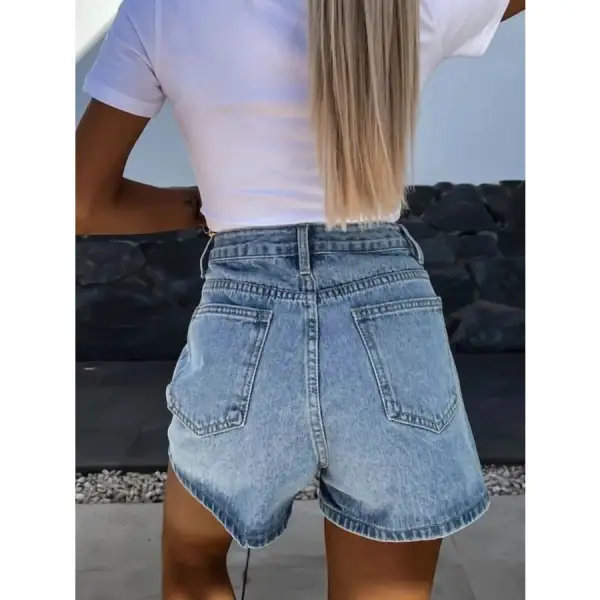 High Waist Wash Denim Shorts