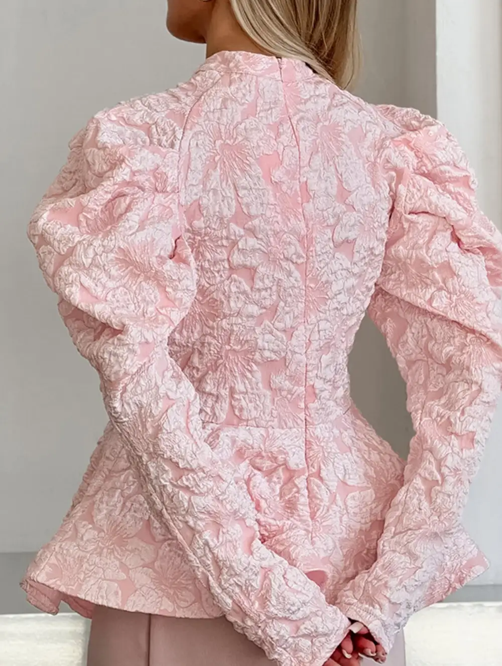 French Vintage Puff Sleeve Jacquard Tee