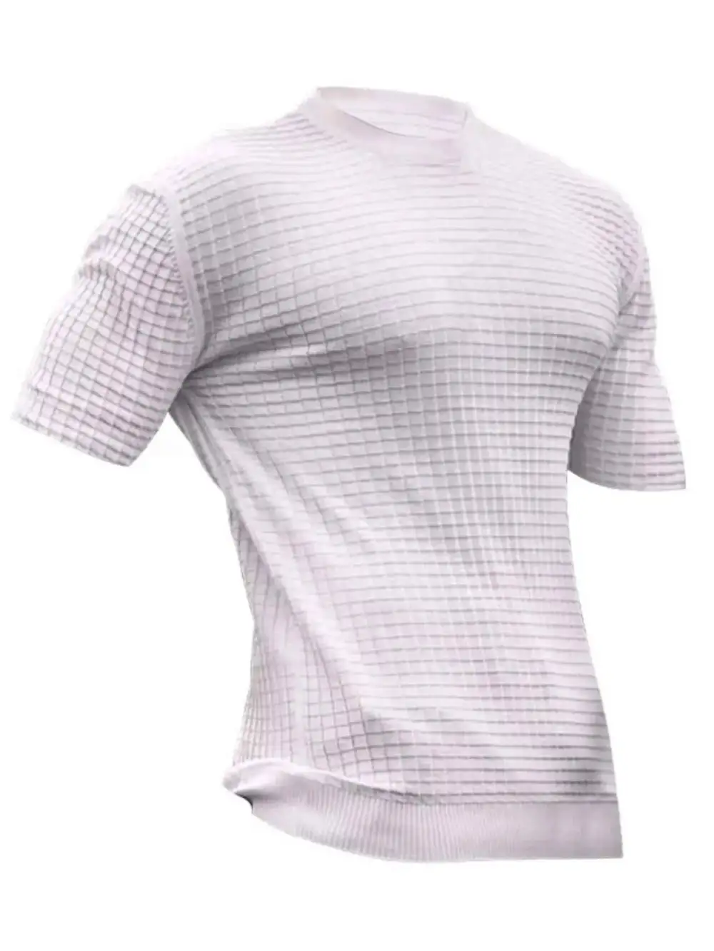 Textured Round Neck Short Sleeve T-Shirt