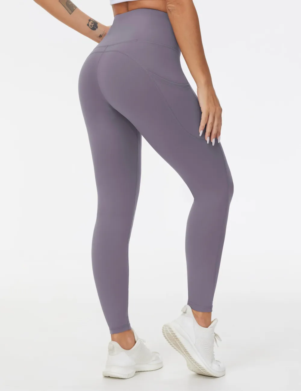 Women's High Waist Stretch Pants - Purple