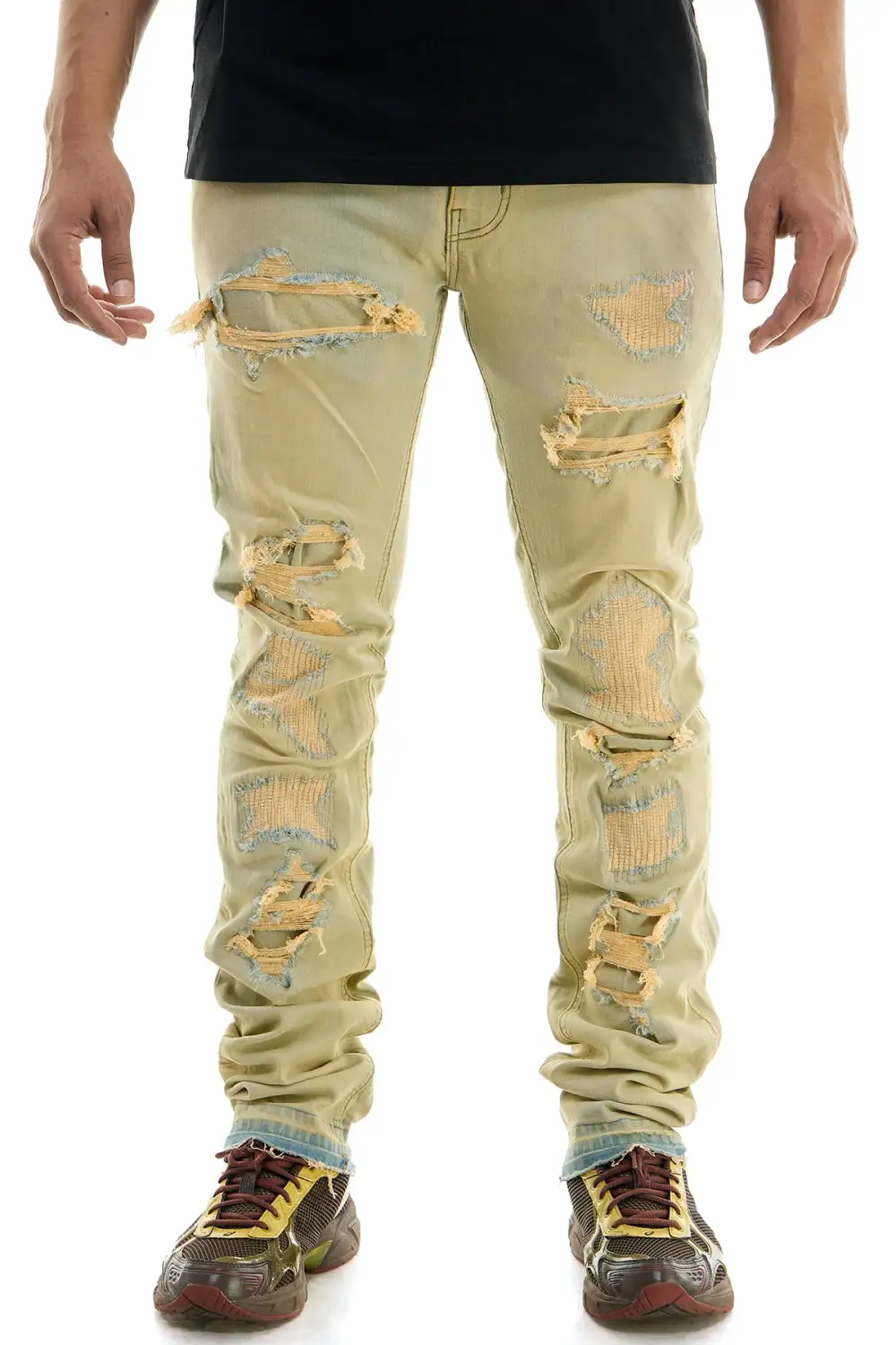 Men's Skinny Stacked Distressed Jeans
