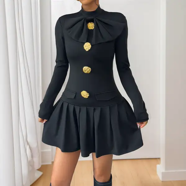 Women's Long-Sleeve Ruffled Evening Mini Dress
