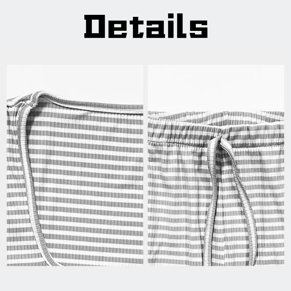 Women's Slouchy Square Neck Stripe Long Sleeve Crop Top & Low-Rise Wide Leg Trousers Co-ord